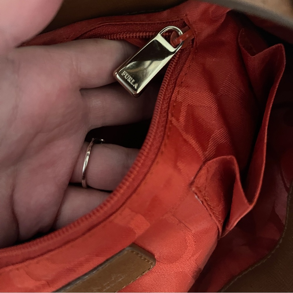 Furla 2 way bag brown leather crossbody purse large tote oversized designer - Picture 15 of 17